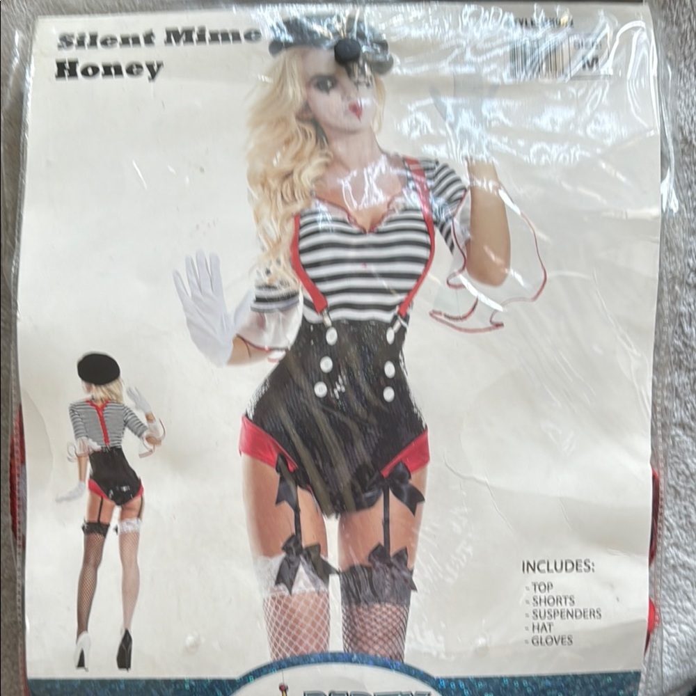 Leg Avenue Silent Mime Costume with Red and Black